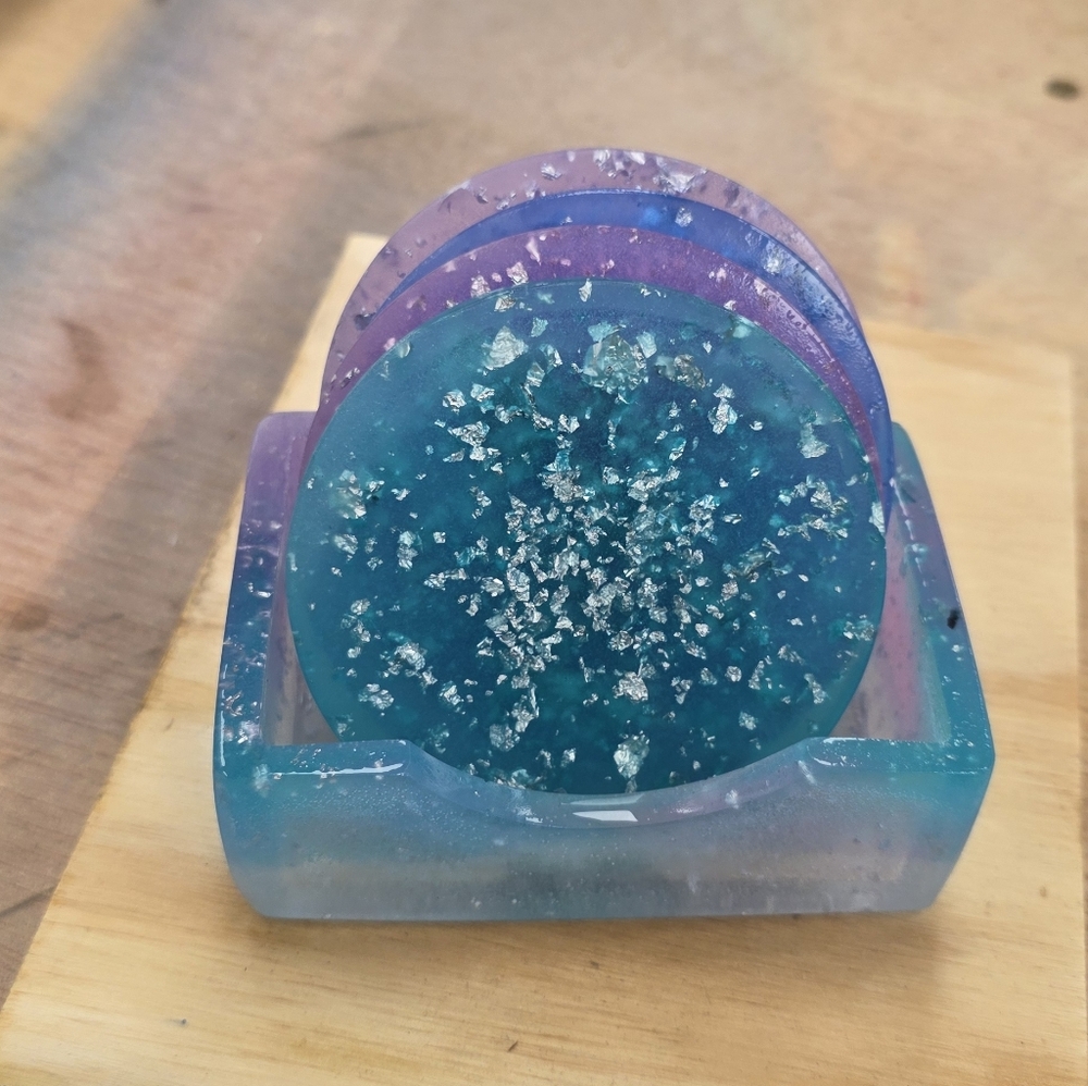 Iridescent Blue and Purple Resin Coaster Set *Multiple Options!*
